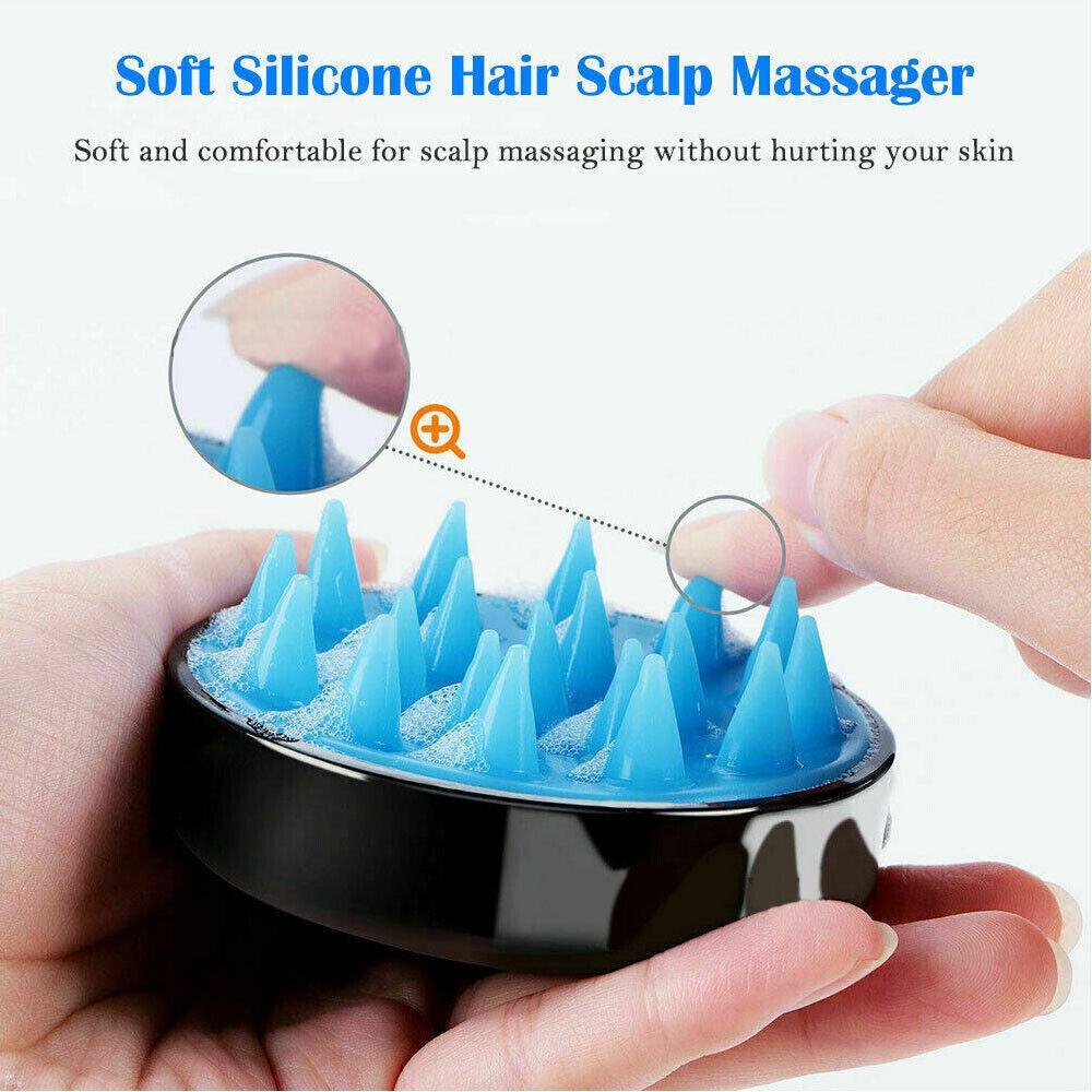 Silicone Scalp Shampoo Brush Hair Washing Massager - Royal Blue - view 9