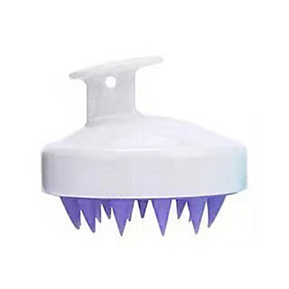 Silicone Scalp Shampoo Brush Hair Washing Massager - White and Purple