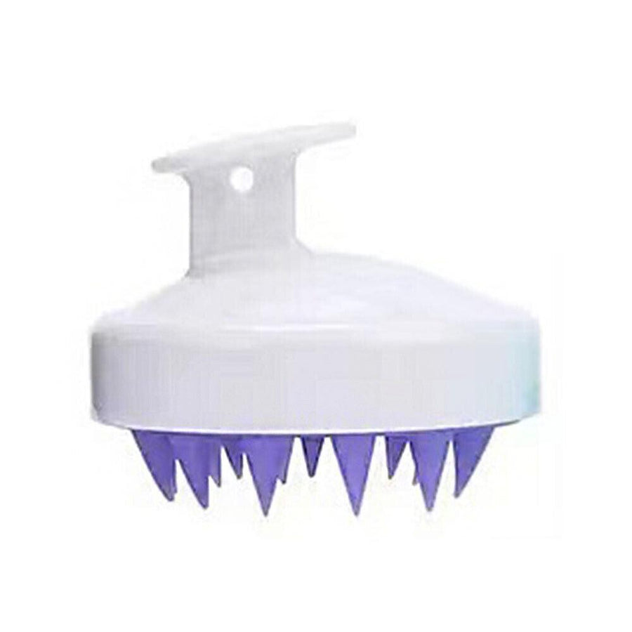 Silicone Scalp Shampoo Brush Hair Washing Massager - White and Purple