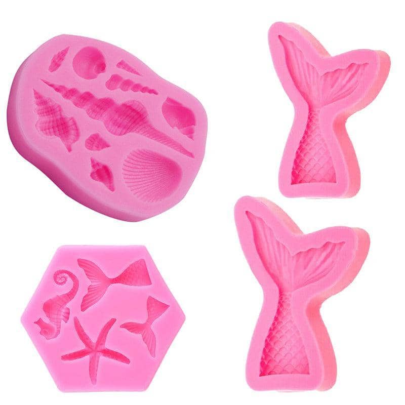 Silicone Sea Shell Fondant Mould - Rectangle, Assorted Shells - view 3