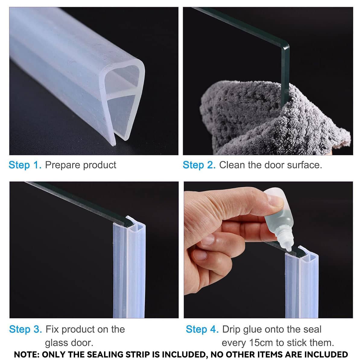 Silicone Seal Strip, Clear U Shape - 0.6 cm Wide, 100 cm Long - view 4