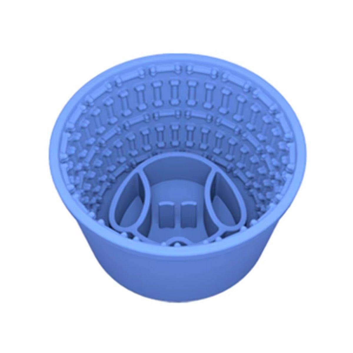 Silicone Slow Feeder Dog Bowl with Bone Pattern - Light Blue