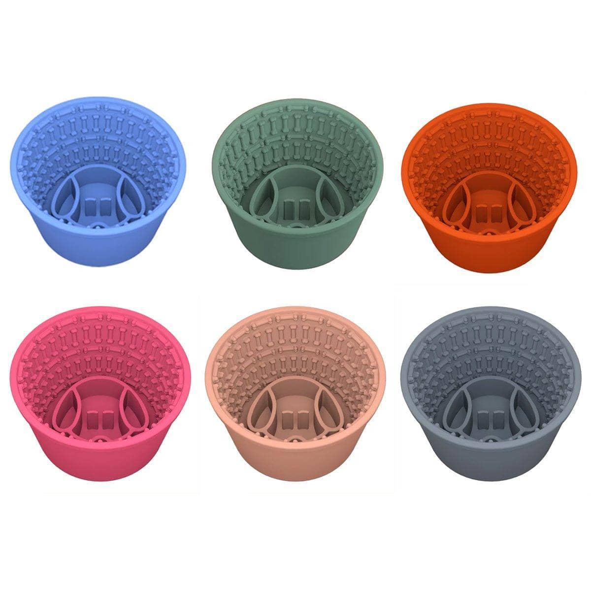 Silicone Slow Feeder Dog Bowl with Bone Pattern - Light Blue - view 3