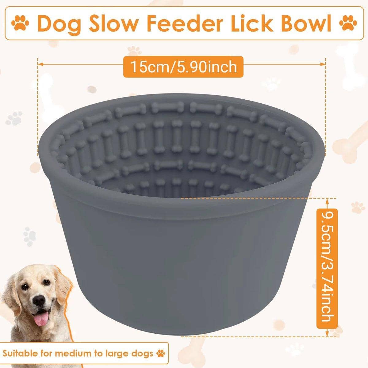 Silicone Slow Feeder Dog Bowl with Bone Pattern - Light Blue - view 4