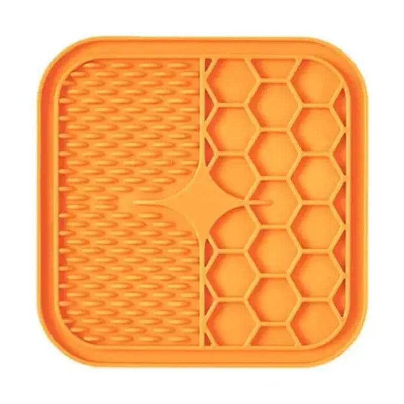 Silicone Slow Feeding Lick Mat for Dogs and Cats - Orange, Small 15 x 15 x 1cm