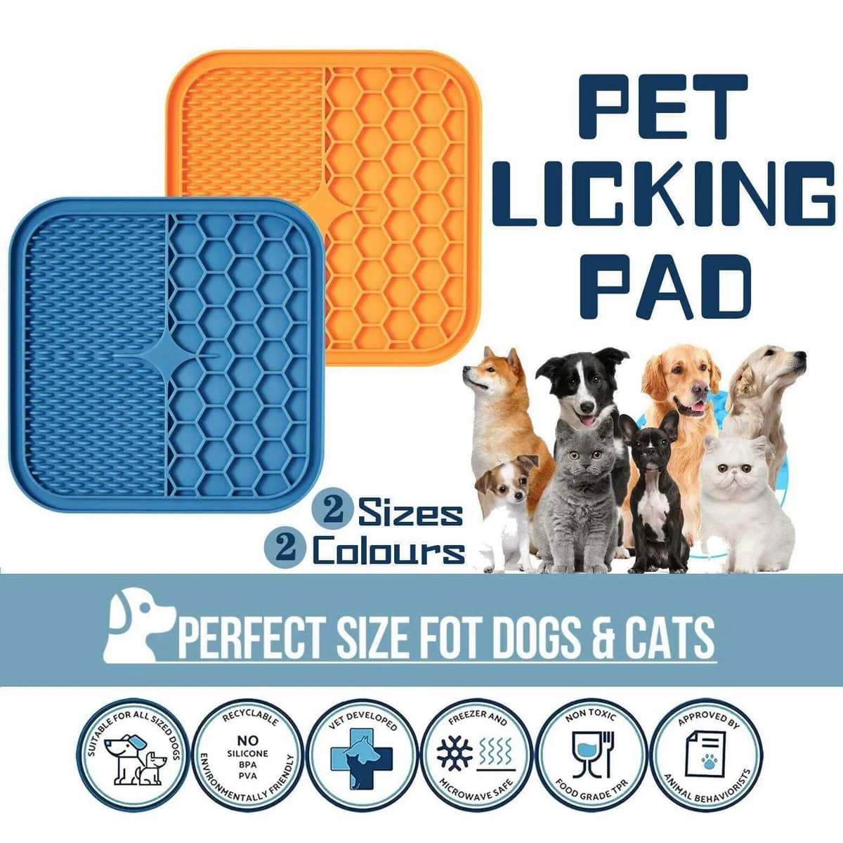 Silicone Slow Feeding Lick Mat for Dogs and Cats - Orange, Small 15 x 15 x 1cm - view 2