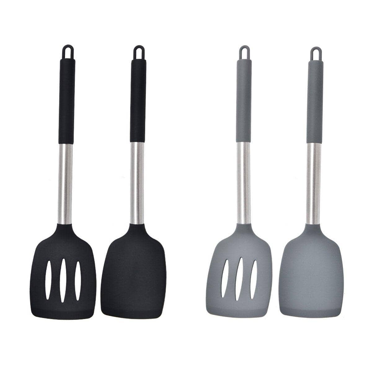 Silicone Spatula Turner Set for Non-Stick Cookware - Black, Set of 2 - view 3