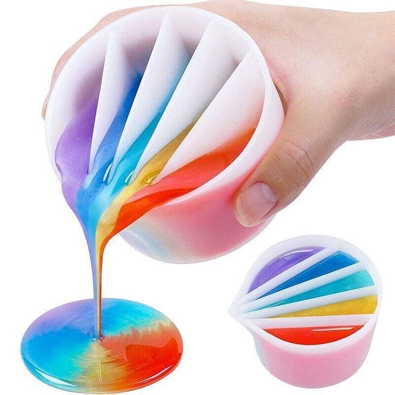Silicone Split Cup Pouring Tool for Acrylic Paint and Epoxy Resin - 5 Chambers - view 4