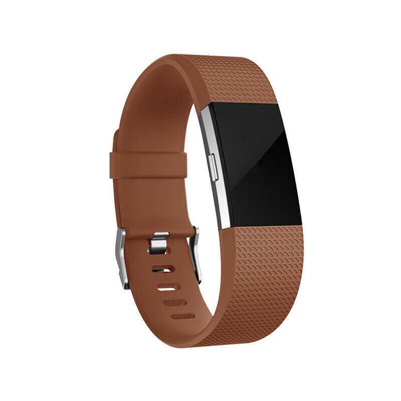 Silicone Sports Watch Strap for Fitbit Charge 2 - Brown, Large (15.5-21.6 cm)