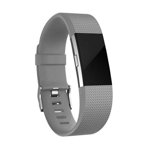 Silicone Sports Watch Strap for Fitbit Charge 2 - Grey, Large (15.5-21.6 cm)