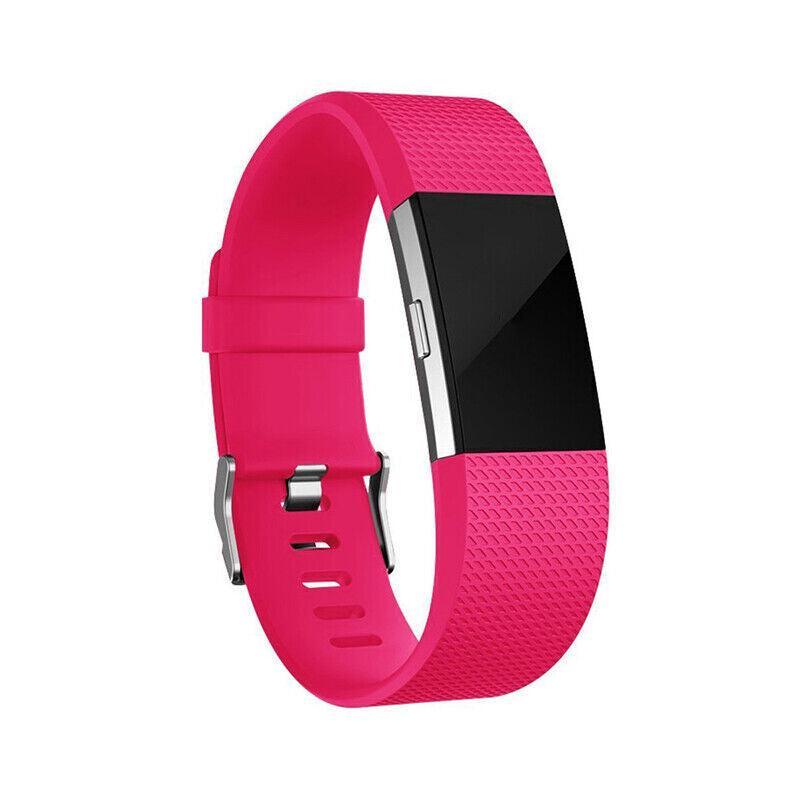Silicone Sports Watch Strap for Fitbit Charge 2 - Rose Red, Large (15.5-21.6 cm)