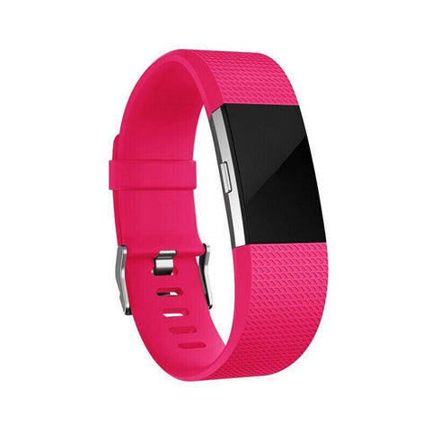 Silicone Sports Watch Strap for Fitbit Charge 2 - Rose Red, Large (15.5-21.6 cm)
