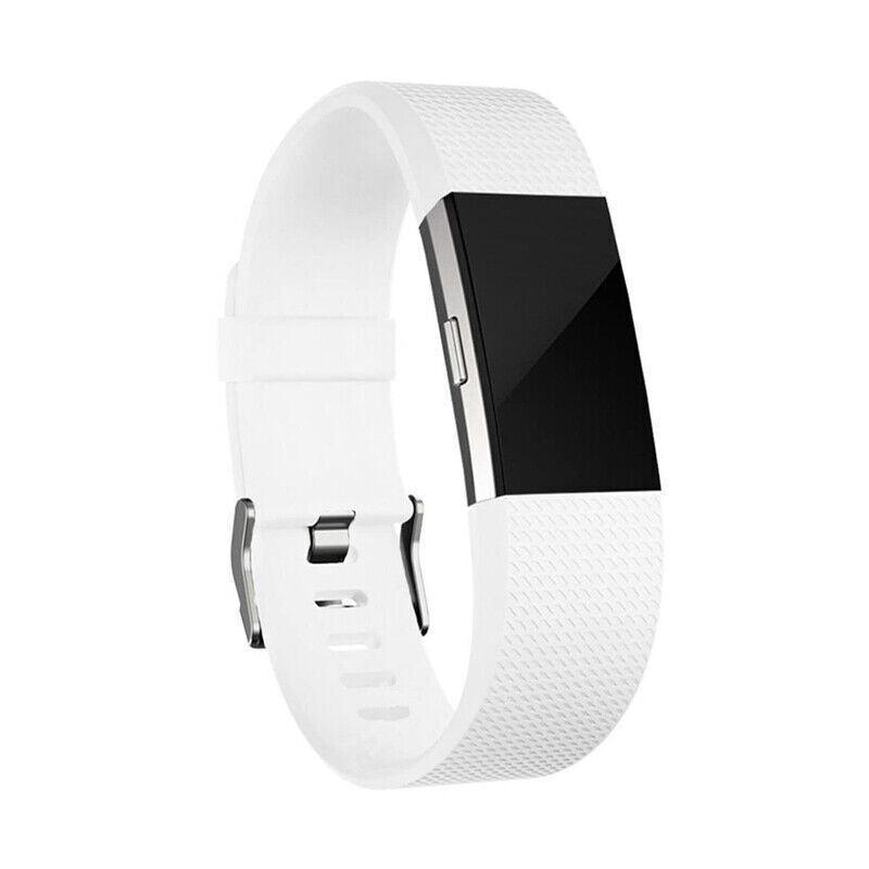Silicone Sports Watch Strap for Fitbit Charge 2 - White, Large (15.5-21.6 cm)