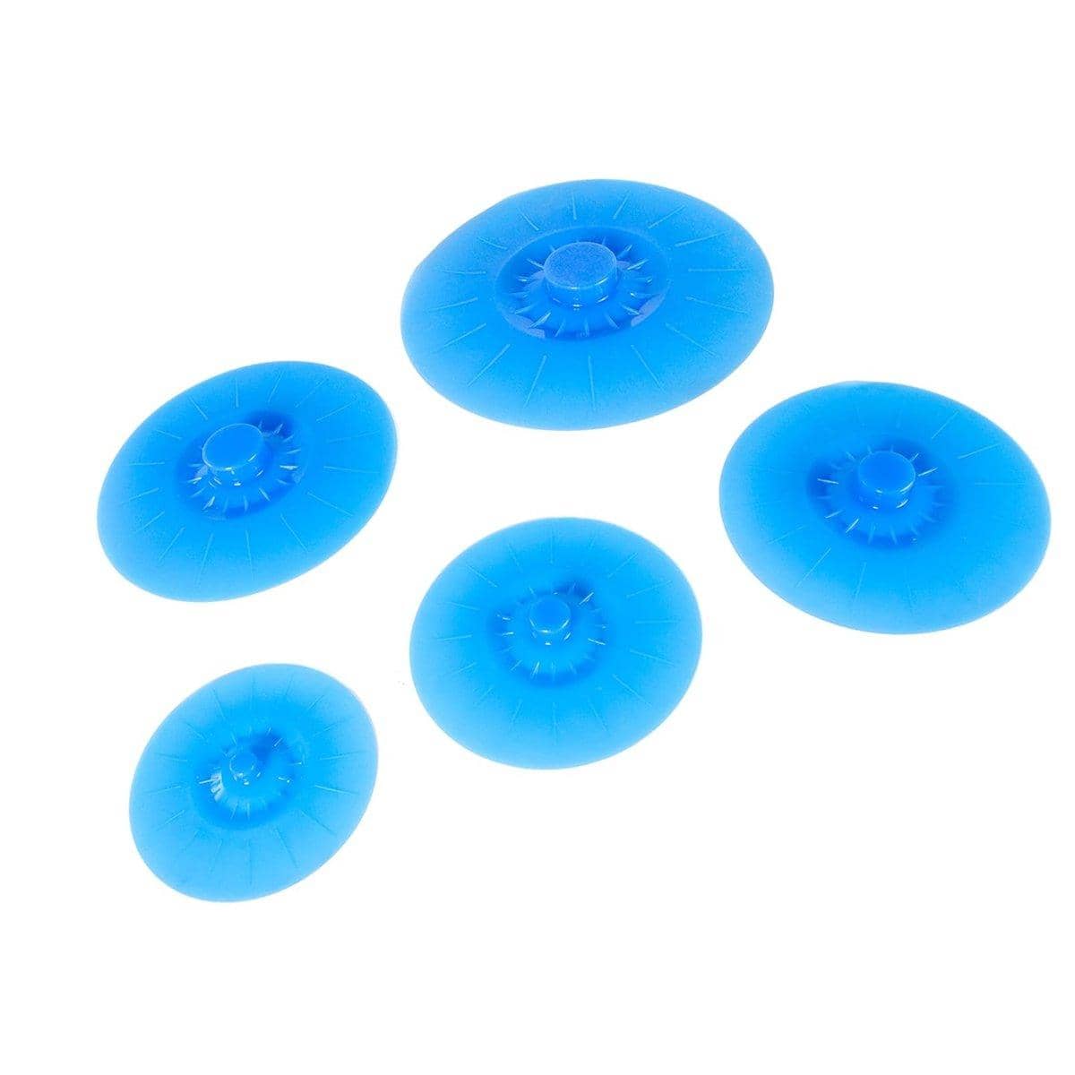 Silicone Stretch Food Covers Set of 5, Reusable Crisper Lids - Blue - view 2