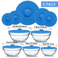 Silicone Stretch Food Covers Set of 5, Reusable Crisper Lids - Blue - view 3