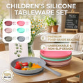 Silicone Suction Dining Plate with Fork and Spoon Set - Pink - view 2