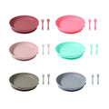 Silicone Suction Dining Plate with Fork and Spoon Set - Pink - view 3