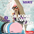 Silicone Swimming Cap, Waterproof Unisex Swim Hat - Black - view 2