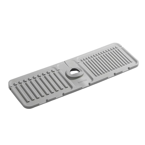 Silicone Tap Splash Guard Mat for Narrow Sinks, 44.5 x 14 cm - Grey