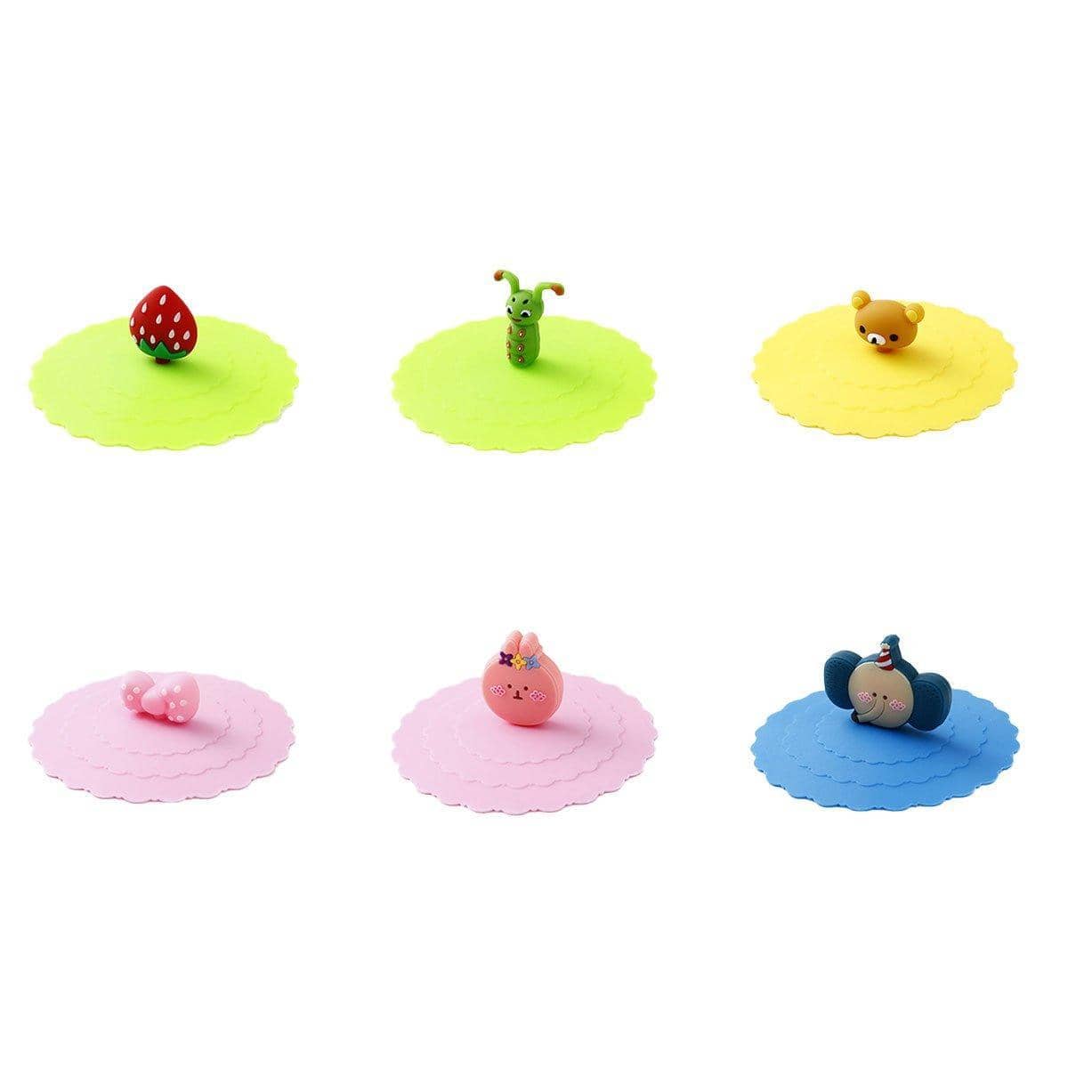 Silicone Tea Cup Lids with Moulded Figure Toppers, Pack of 6 - view 2
