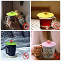 Silicone Tea Cup Lids with Moulded Figure Toppers, Pack of 6 - view 4