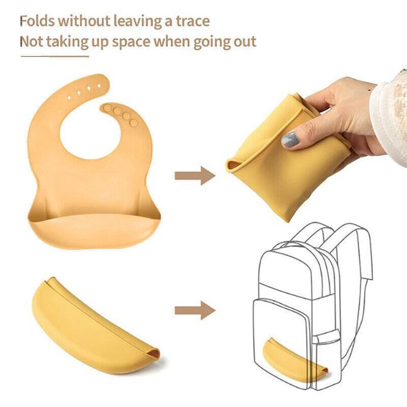 Silicone Waterproof Feeding Bib Apron with Pouch Easy to Clean - Dark Green - view 12