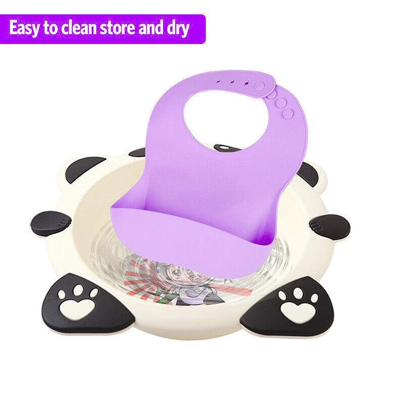 Silicone Waterproof Feeding Bib Apron with Pouch Easy to Clean - Dark Green - view 6