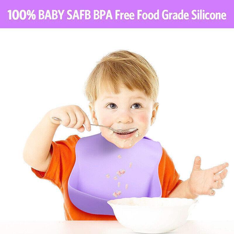 Silicone Waterproof Feeding Bib Apron with Pouch Easy to Clean - Green - view 10