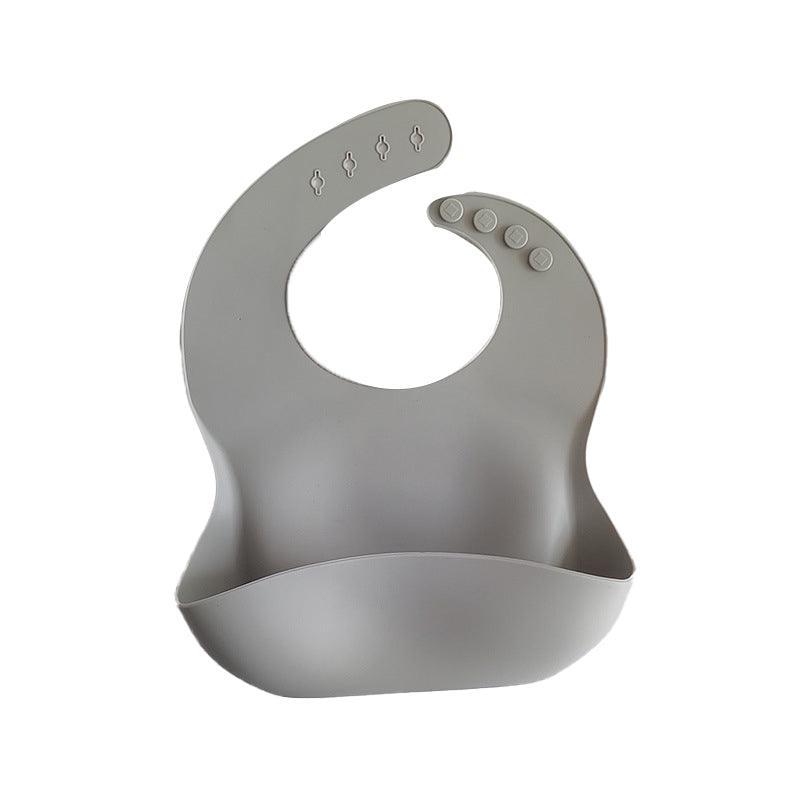 Silicone Waterproof Feeding Bib Apron with Pouch Easy to Clean - Grey