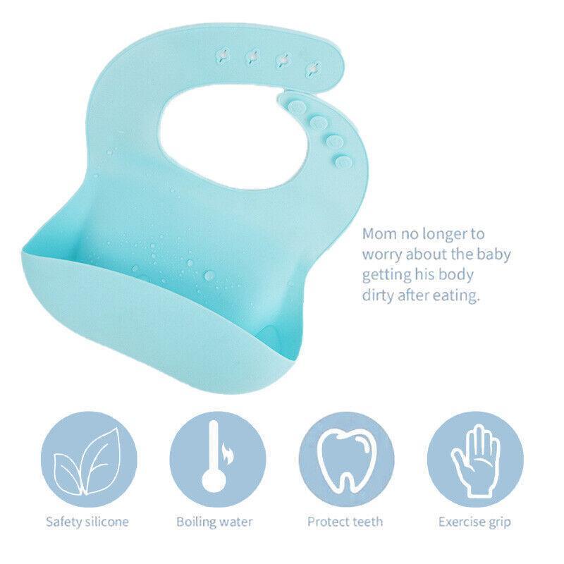 Silicone Waterproof Feeding Bib Apron with Pouch Easy to Clean - Grey - view 9