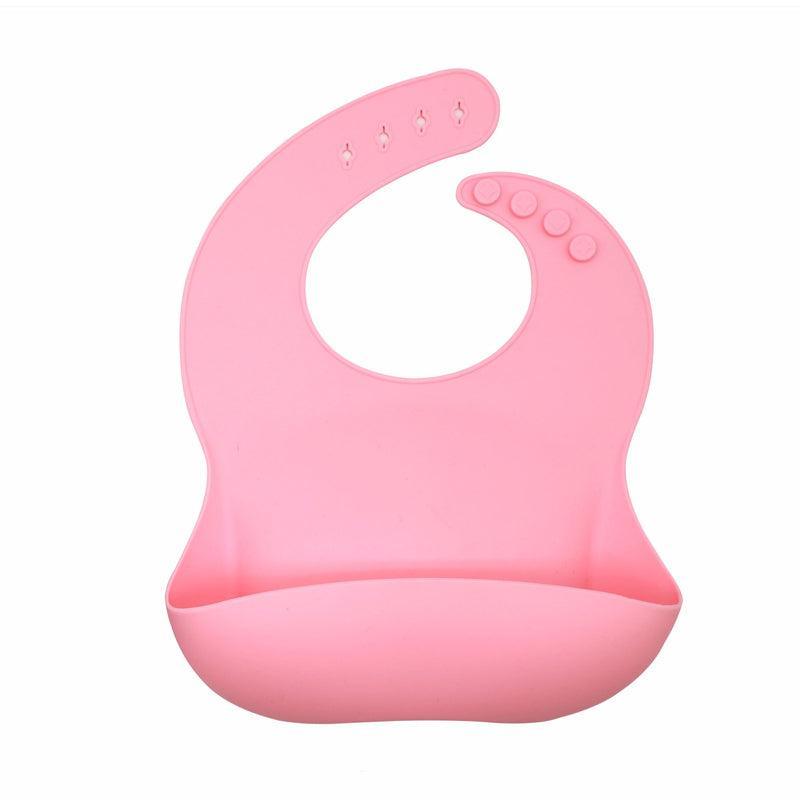 Silicone Waterproof Feeding Bib Apron with Pouch Easy to Clean - Light Pink