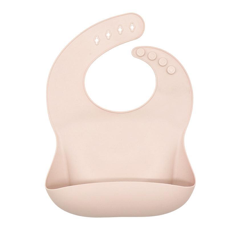 Silicone Waterproof Feeding Bib Apron with Pouch Easy to Clean - Peach
