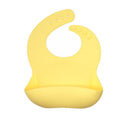 Silicone Waterproof Feeding Bib Apron with Pouch Easy to Clean - Yellow