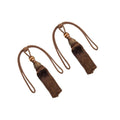 Silk-Like Tassel Curtain Tiebacks with Rope Loop, 1 Pair - Dark Brown