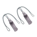Silk-Like Tassel Curtain Tiebacks with Rope Loop, 1 Pair - Grey