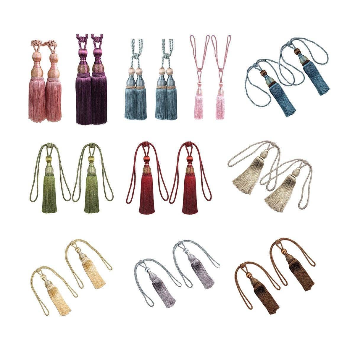 Silk-Like Tassel Curtain Tiebacks with Rope Loop, 1 Pair - Grey - view 3