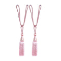 Silk-Like Tassel Curtain Tiebacks with Rope Loop, 1 Pair - Pink