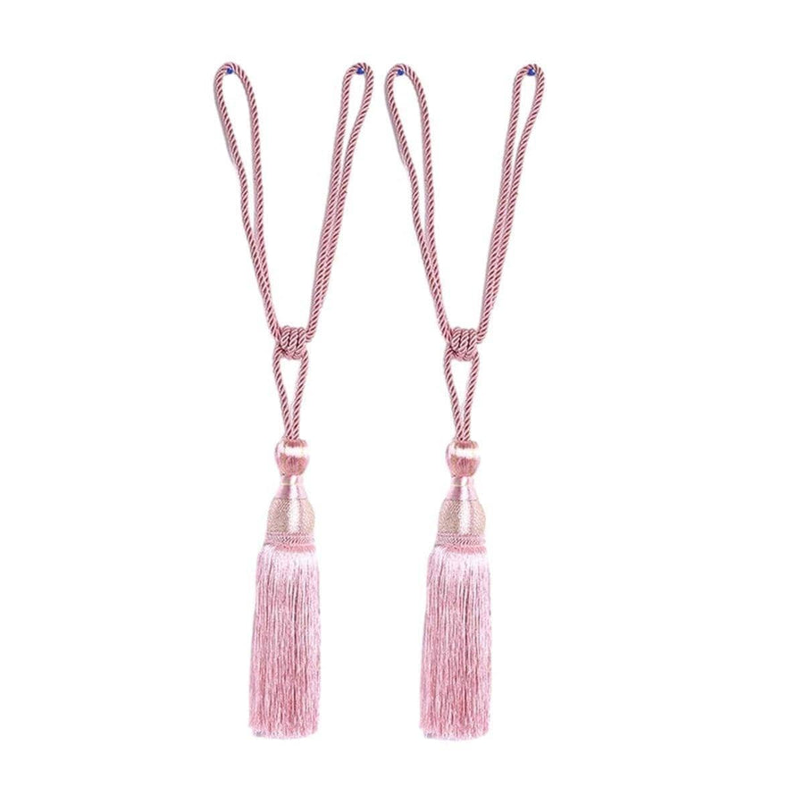 Silk-Like Tassel Curtain Tiebacks with Rope Loop, 1 Pair - Pink