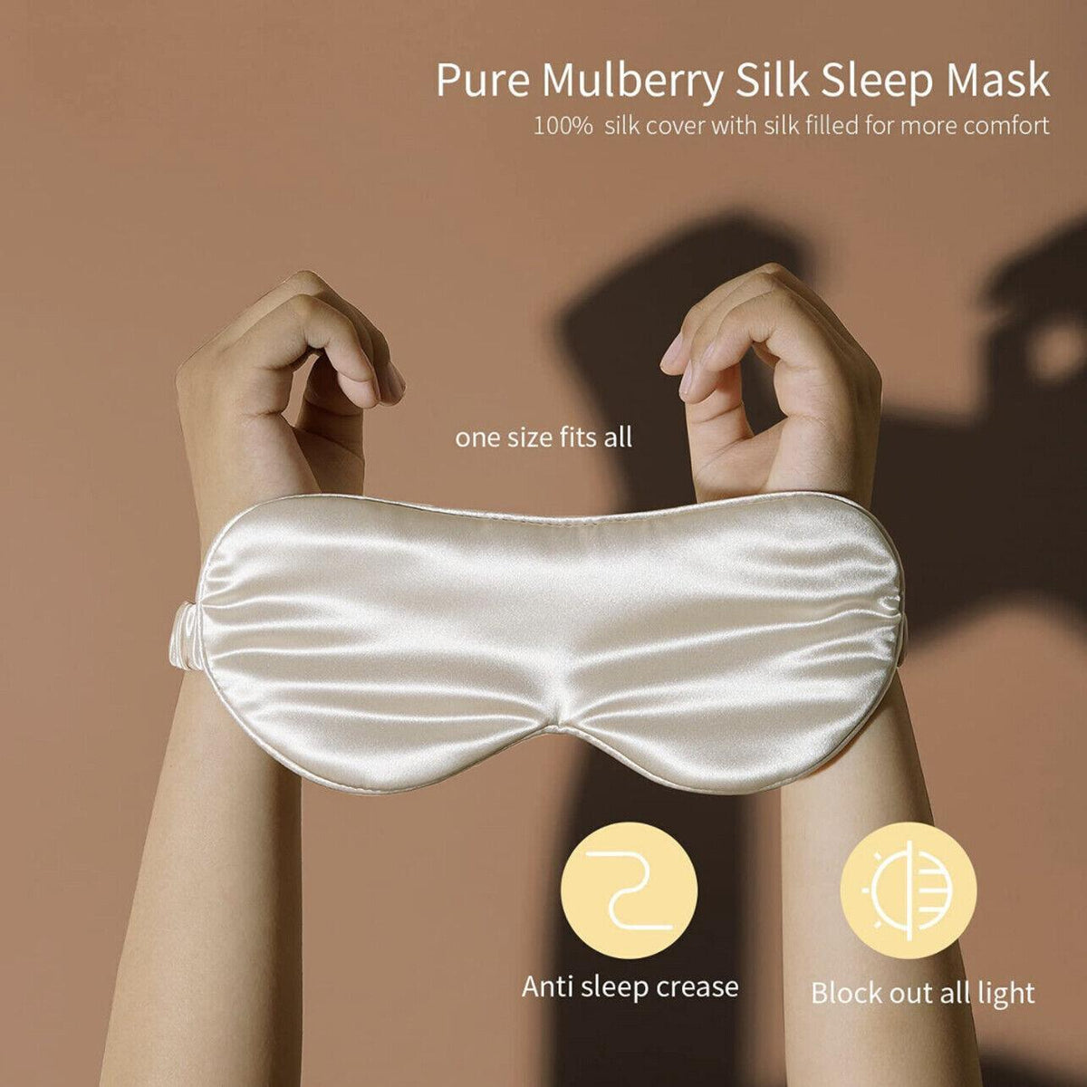 Silk Sleep Eye Mask with Elastic Strap - Pink and White - view 14