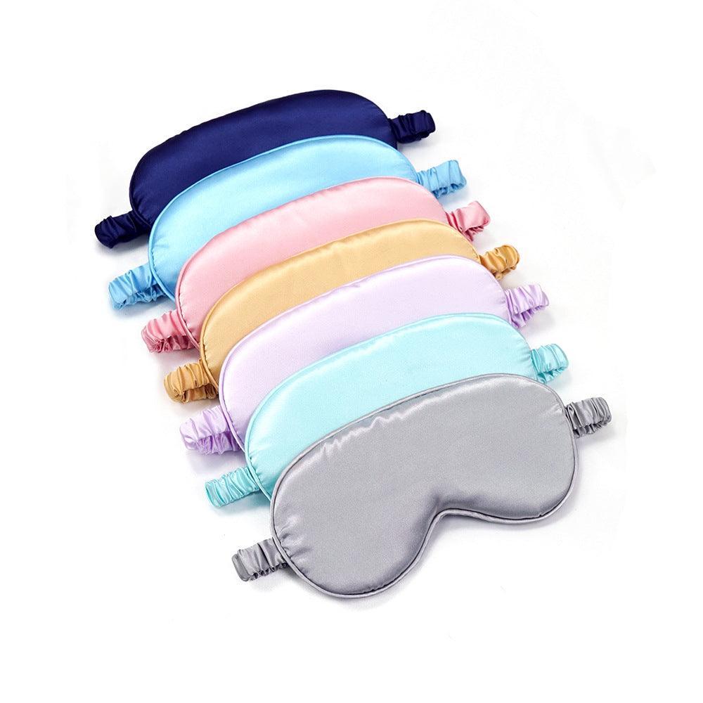 Silk Sleep Eye Mask with Elastic Strap - Pink and White - view 3