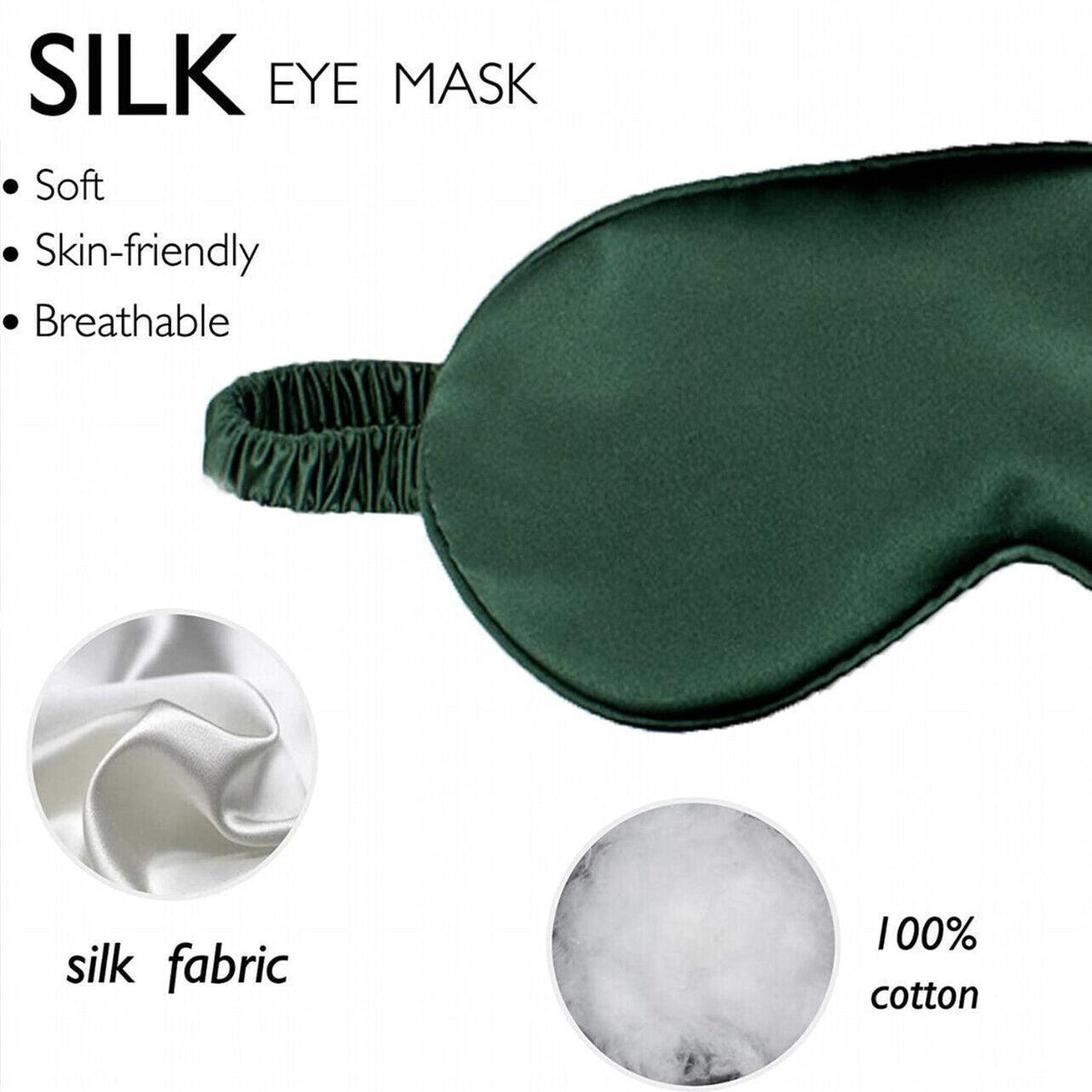 Silk Sleep Eye Mask with Elastic Strap - Pink and White - view 9