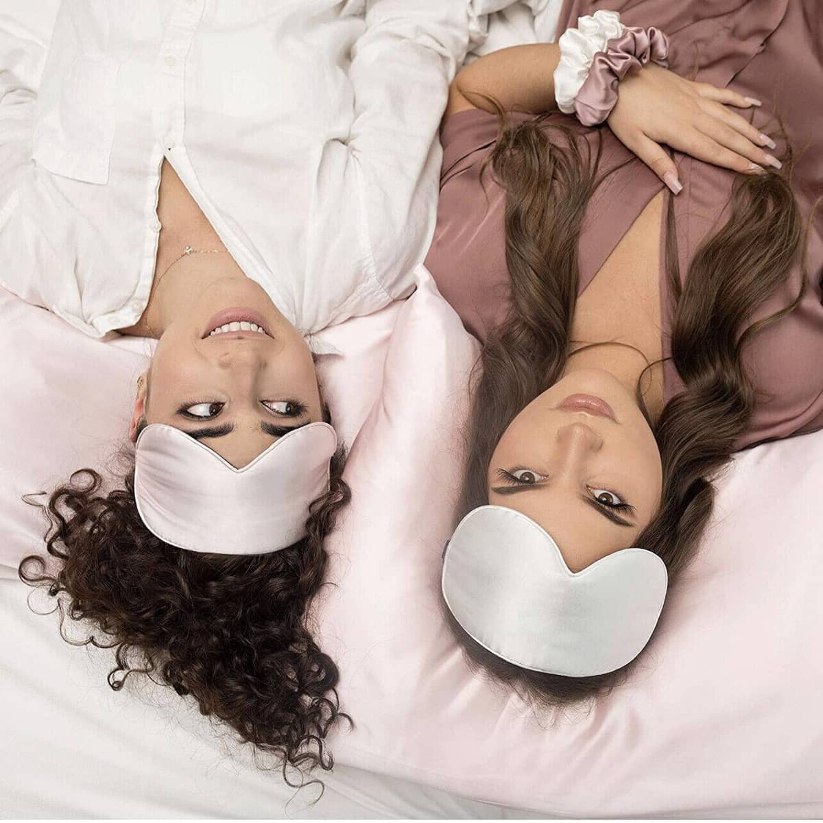 Silk Sleep Eye Mask with Elastic Strap - Sky Blue - view 5