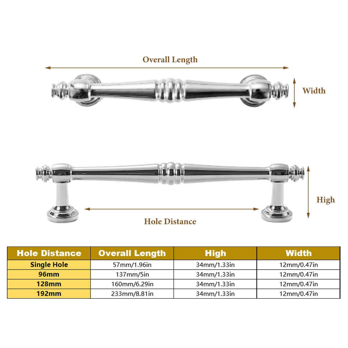 Silver Cabinet Drawer Handle - Single Hole, 57 mm Long - view 3