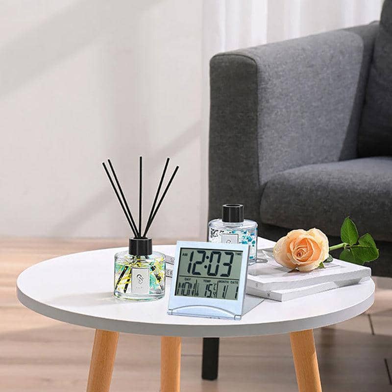 Silver Digital LCD Desk Alarm Clock with Calendar and Temperature Display - view 3