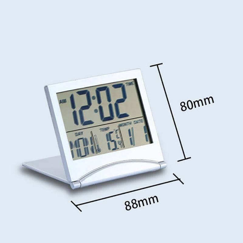 Silver Digital LCD Desk Alarm Clock with Calendar and Temperature Display - view 4