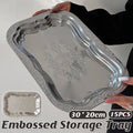 Silver Embossed Stainless Steel Decorative Trays, Pack of 15