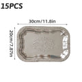 Silver Embossed Stainless Steel Decorative Trays, Pack of 15 - view 3