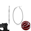 Silver Filled Oval Hoop Earrings, 41 mm High - Silver