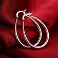 Silver Filled Oval Hoop Earrings, 41 mm High - Silver - view 4