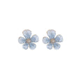 Silver Flower Earrings with Clear Crystal Accents for Women - view 2